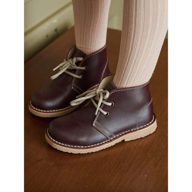 Leather Kids Desert Boots, Burgundy - Boots - 2