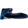Velvet Girl Bow Ballerina Shoes, Navy - Flats - 4
