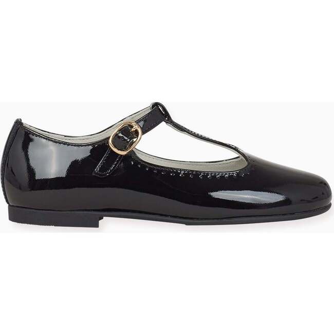 Girl T-Bar Shoes, Patent Black - T-Straps - 4