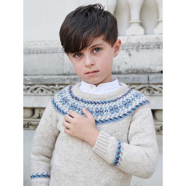 Fair Isle Merino Kids Jumper, Beige - Sweatshirts - 3