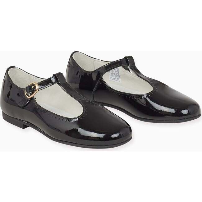 Girl T-Bar Shoes, Patent Black - T-Straps - 5