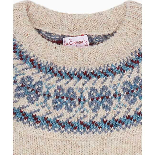 Fair Isle Merino Kids Jumper, Beige - Sweatshirts - 4