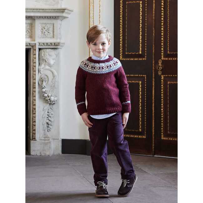 Fair Isle Merino Kids Jumper, Burgundy - Sweatshirts - 2