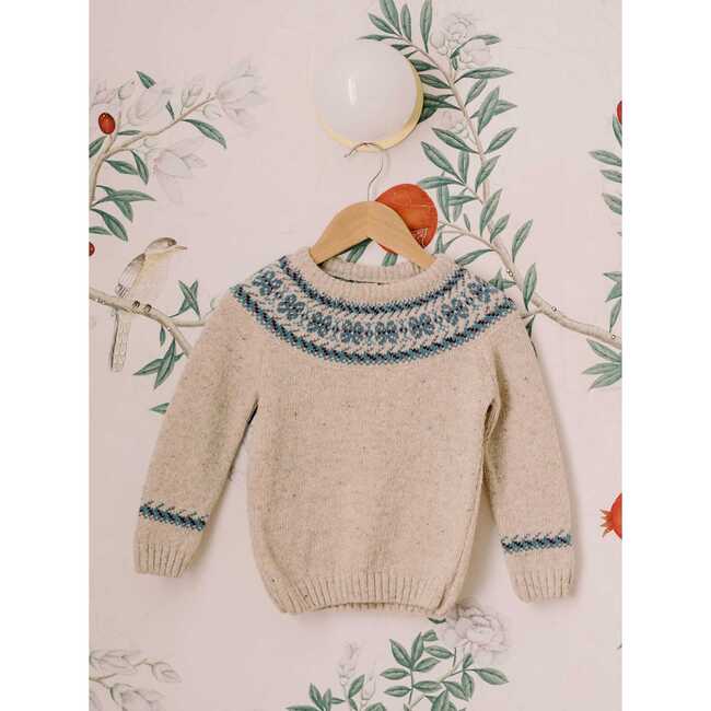 Fair Isle Merino Kids Jumper, Beige - Sweatshirts - 6