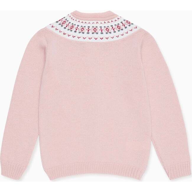 Fair Isle Merino Cardigan, Pink - Cardigans - 4