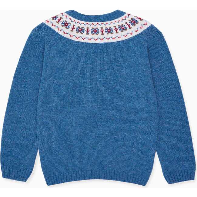 Fair Isle Merino Kids Jumper, Dusty Blue - Sweatshirts - 4