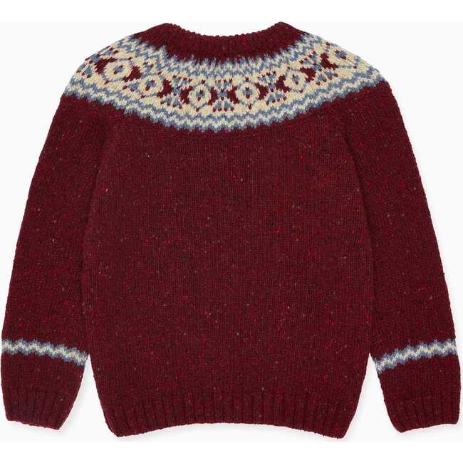 Fair Isle Merino Kids Jumper, Burgundy - Sweatshirts - 5