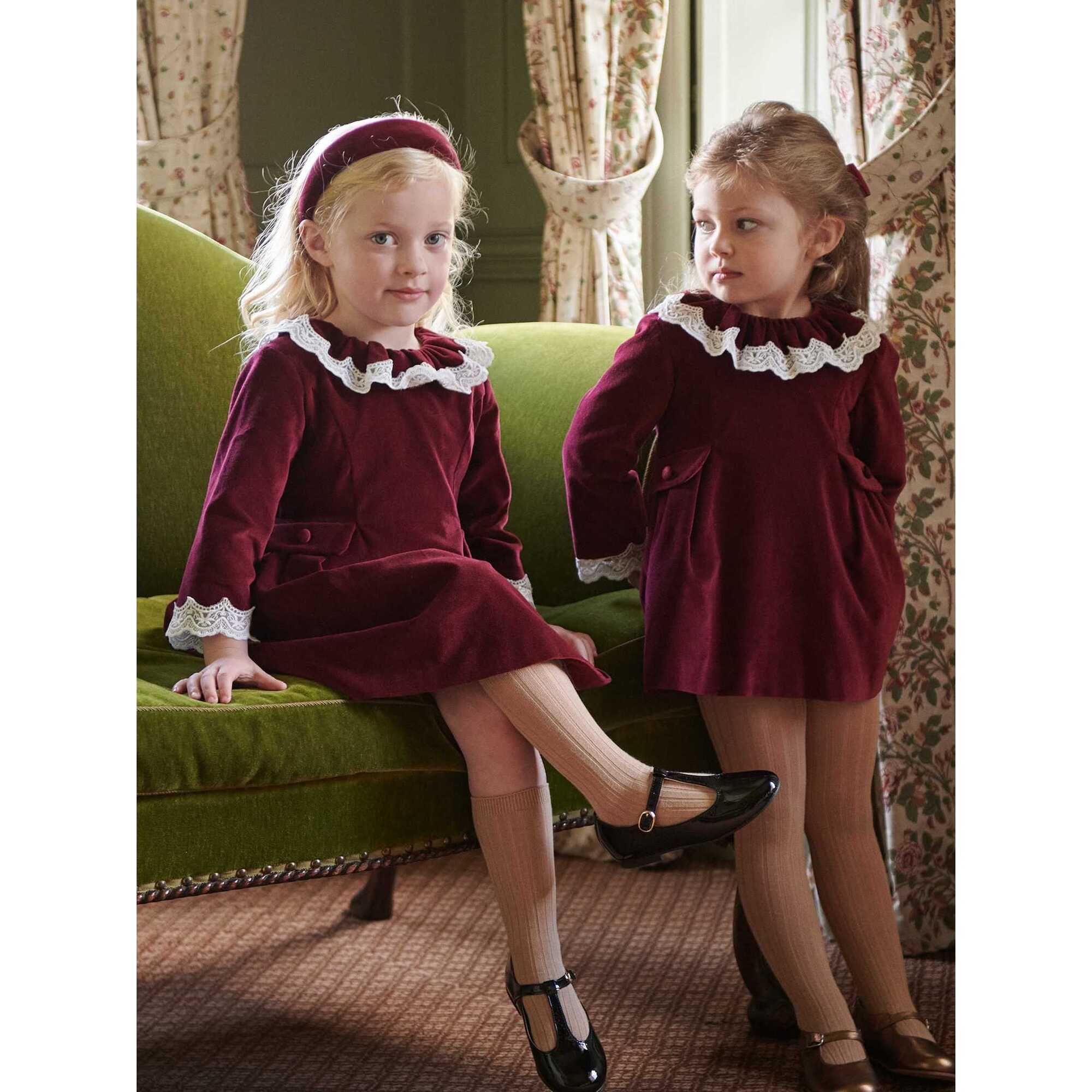 Burgundy Ribbed Kids Tights – La Coqueta Kids