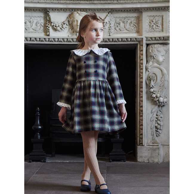 Tola Girl A-Line Dress, Green Check - Dresses - 2