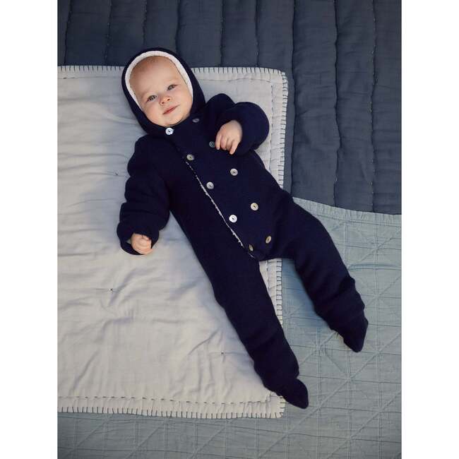 Baby Alejo Merino Snowsuit, Navy - Jackets - 2