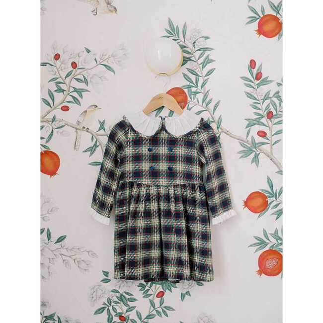 Tola Girl A-Line Dress, Green Check - Dresses - 3