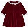 Maranta Girl Velvet Dress, Burgundy - Dresses - 5