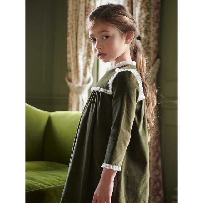 Carolina Girl Velvet Empire Dress, Green - Dresses - 3