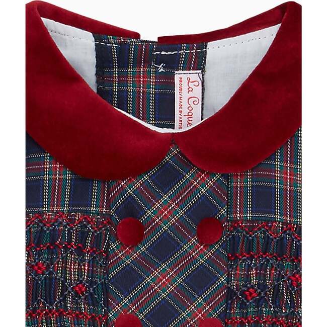 Arcadia Baby Girl Smock Set, Navy Tartan - Mixed Apparel Set - 2