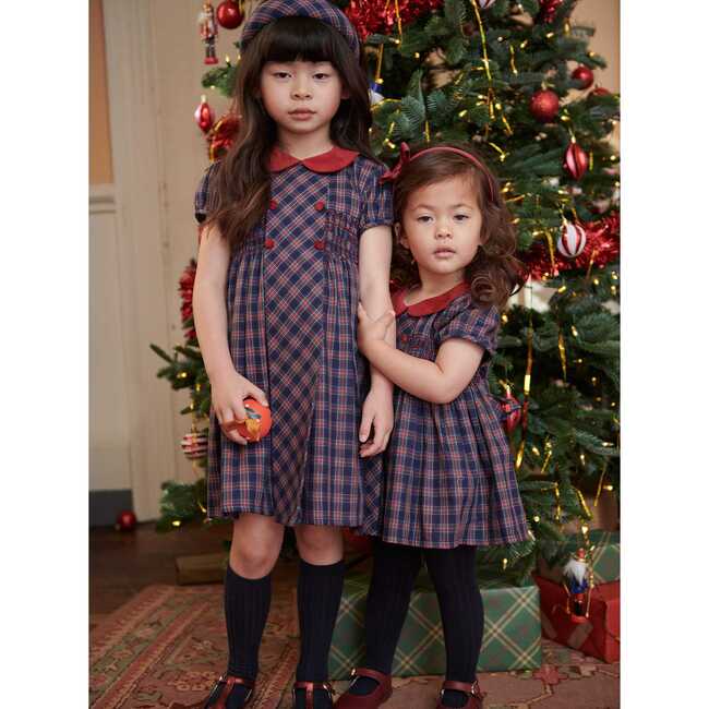 Arcadia Smock Tartan Dress, Navy - Dresses - 6