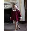 Daroca Velvet Baby Girl Set, Burgundy - Mixed Apparel Set - 2