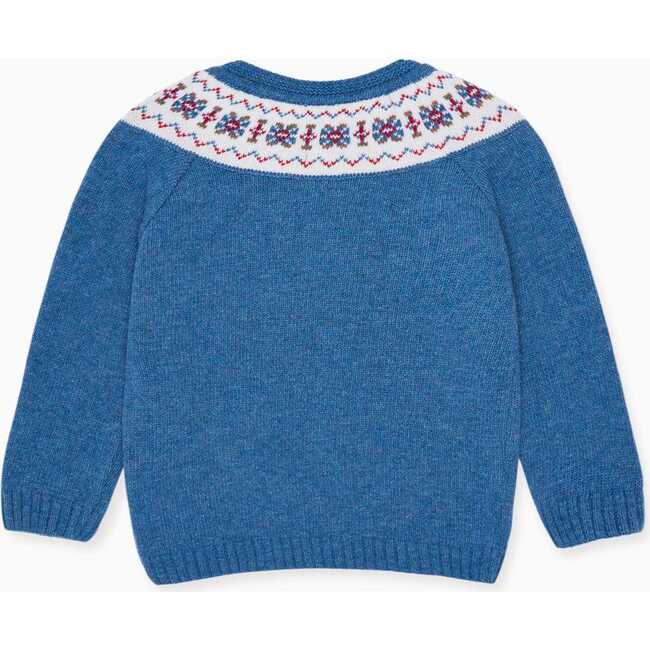 Baby Fair Isle Merino Cardigan, Dusty Blue - Cardigans - 4