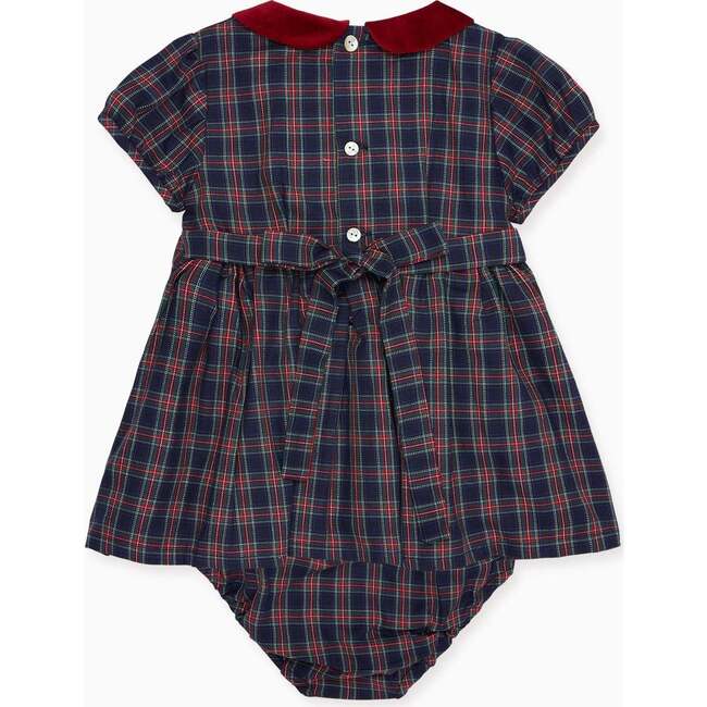 Arcadia Baby Girl Smock Set, Navy Tartan - Mixed Apparel Set - 3