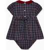 Arcadia Baby Girl Smock Set, Navy Tartan - Mixed Apparel Set - 3