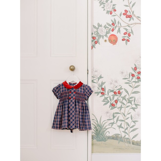Arcadia Baby Girl Smock Set, Navy Tartan - Mixed Apparel Set - 4
