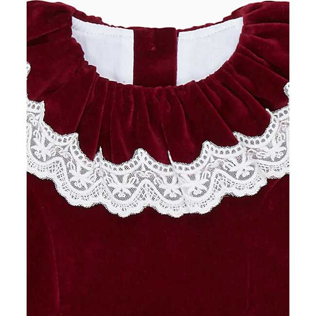 Daroca Velvet Baby Girl Set, Burgundy - Mixed Apparel Set - 4