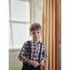 Mateo Long Sleeve Boy Shirt, Ivory Tartan - Shirts - 3