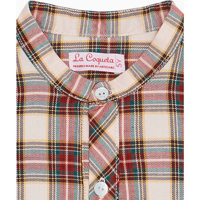 Mateo Long Sleeve Boy Shirt, Ivory Tartan - Shirts - 4