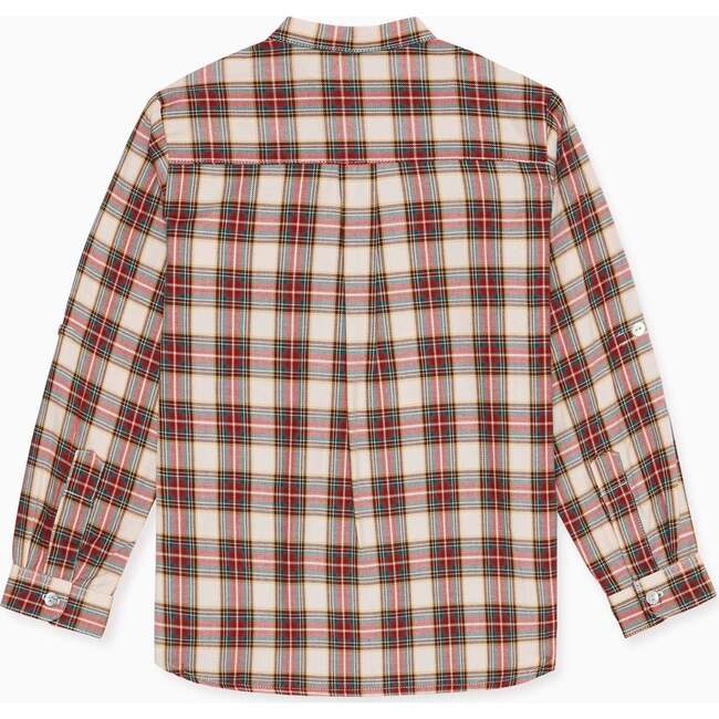 Mateo Long Sleeve Boy Shirt, Ivory Tartan - Shirts - 5