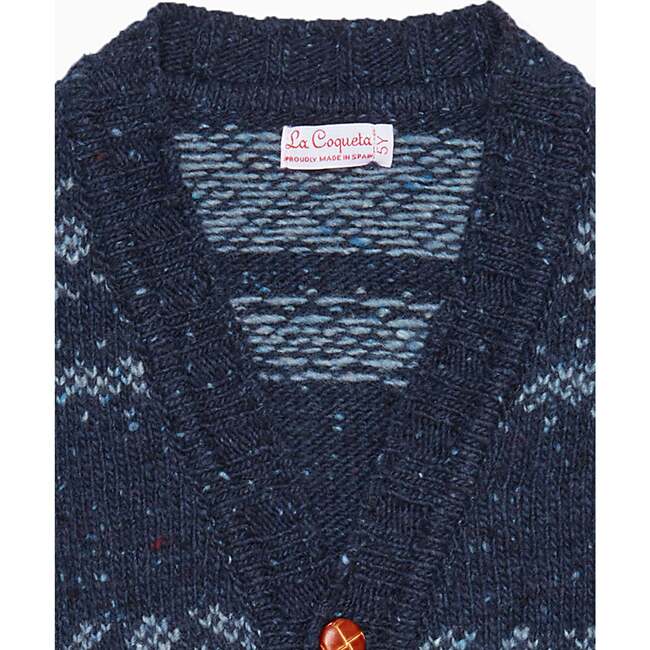 Axel Fair Isle Merino Cardigan, Dusty Blue - Cardigans - 4
