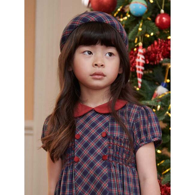 Wide Girl Hairband, Navy Tartan - Hair Accessories - 2