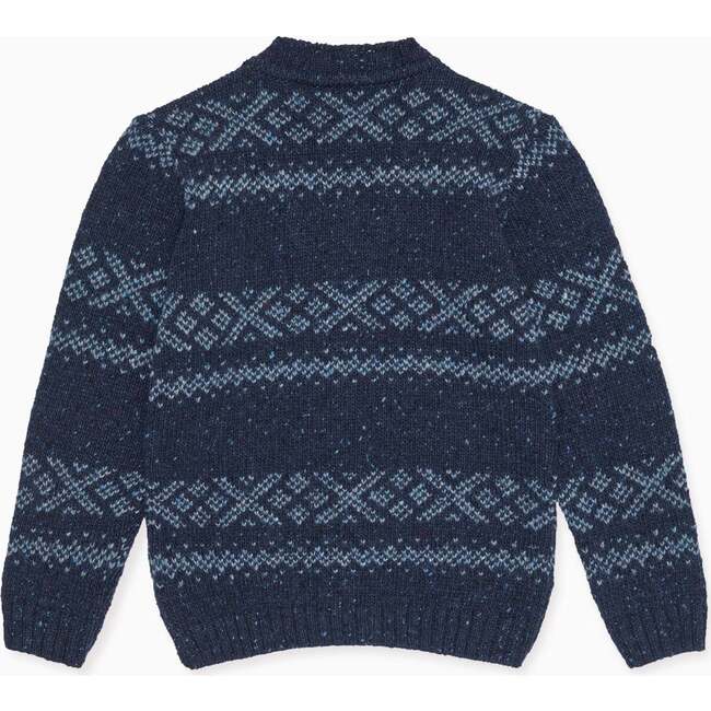 Axel Fair Isle Merino Cardigan, Dusty Blue - Cardigans - 5