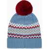 Fair Isle Merino Kids Bobble Hat, Blue - Hats - 4