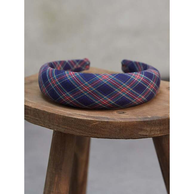 Wide Girl Hairband, Navy Tartan - Hair Accessories - 4