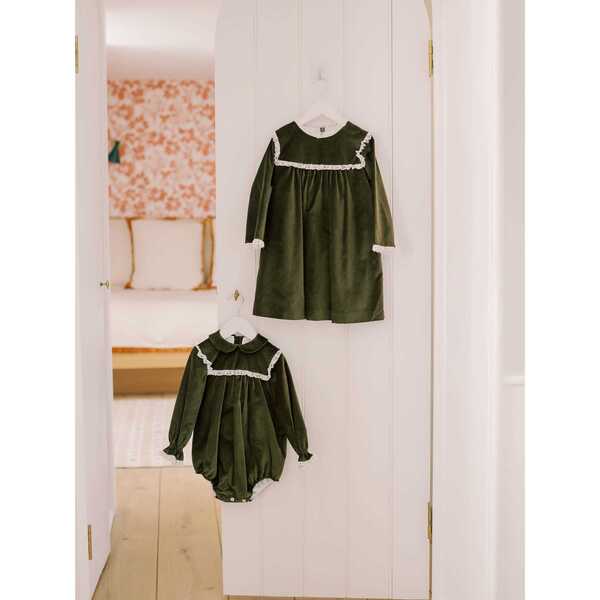 green emerald velvet dress Green Velvet Ruffle Collar Dress