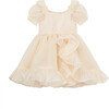 Organza Puff Sleeve Waterfall Dress, Champagne - Dresses - 1 - thumbnail