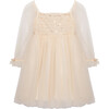 Babydoll Sequin Tulle Dress, Champagne - Dresses - 1 - thumbnail
