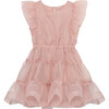 Flutter Sleeve Tired Organza Dress, Pink - Dresses - 1 - thumbnail