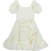 Organza Puff Sleeve Waterfall Dress, Off-White - Dresses - 1 - thumbnail