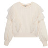 Mesh Ruffle Cable Sweater, Champagne - Sweaters - 1 - thumbnail