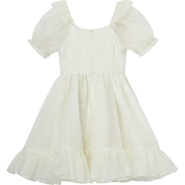 Organza Puff Sleeve Waterfall Dress, Off-White - Dresses - 2