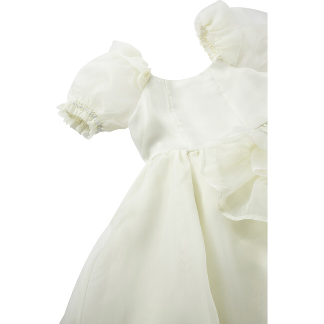 Organza Puff Sleeve Waterfall Dress, Off-White - Dresses - 3
