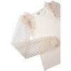Sweater Top & Dotted Mesh Skirt 2-Piece Set, Champagne - Mixed Apparel Set - 3
