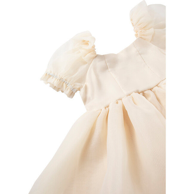 Organza Puff Sleeve Waterfall Dress, Champagne - Dresses - 3