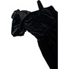 Satin Bow Velour One-Shoulder Jumpsuit, Black - Rompers - 3