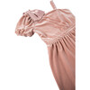 Satin Bow Velour One-Shoulder Jumpsuit, Pink - Rompers - 3