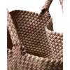 St Barths Handwoven Medium Tote With Zipped Pouch, Bronzed - Bags - 2