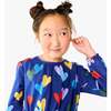Smocked Waist Dress In Confetti Hearts, Cobalt Confetti Hearts - Dresses - 3