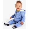 Baby Teddy Fleece-Lined Zip Romper, Heather Vintage Blue - Rompers - 2