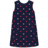 Corduroy Jumper In Mini Cutout Blooms, Navy Mini Blooms - Dresses - 1 - thumbnail