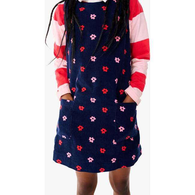 Corduroy Jumper In Mini Cutout Blooms, Navy Mini Blooms - Dresses - 3
